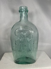 Nice Double EAGLE FLASK AQUA Bottle Antique Historical Whiskey