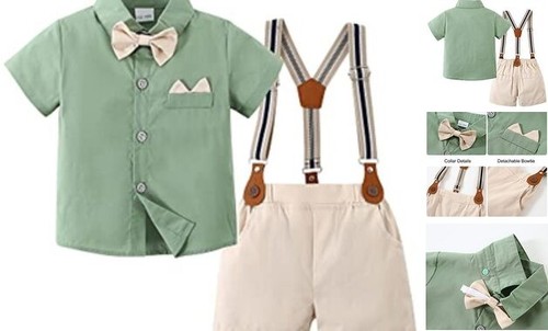 Toddler Baby Boy Outfits 1-5T Boys Suits Gentleman Short 2-3T Light Green