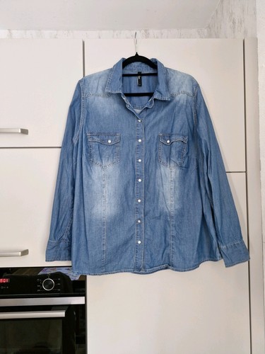Maxiblue Damen Jeansbluse Hemd Denim Hellblau Frühling/Sommer Mode Fashion Gr.50