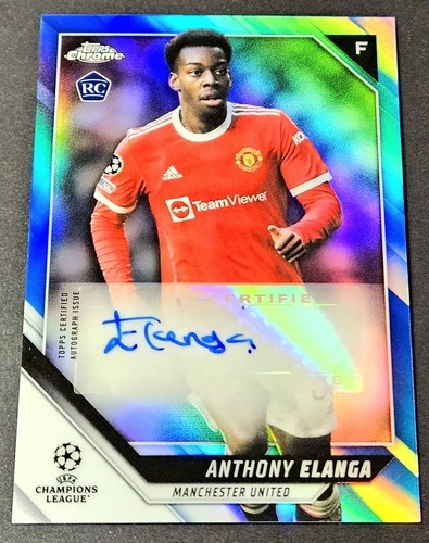 2021-22 Topps Chrome UCC Auto Blue /150 Anthony Elanga Rookie Refractor RC #CA