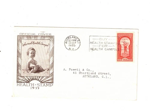 NEW Zealand 1935 HEALTH  FDC,cds  AUCKLAND BUY HEALTH Stamps
