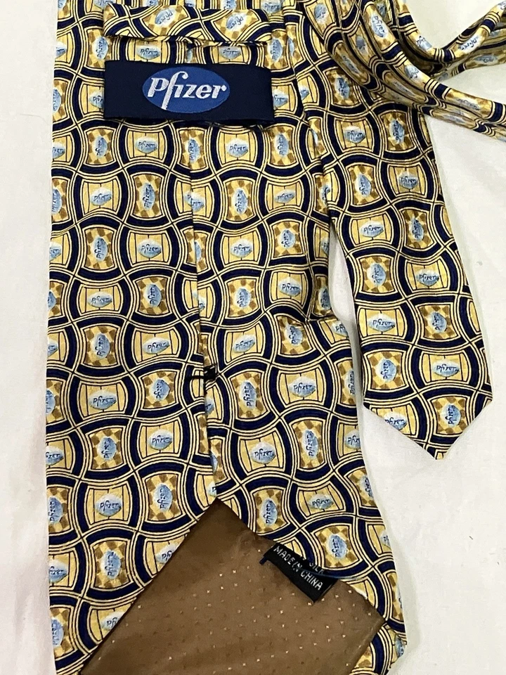 Pfizer Viagra Corbata Azul Píldora Representante de Medicamentos Farmacia Geométrica Dorado Amarillo Médicos Para Hombres Foto 4 de 4