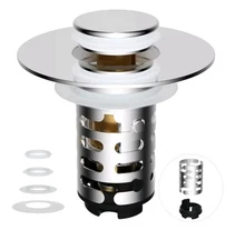 iFealClear Upgraded 4-in-1 Bathroom Sink Drain Stopper Hair Catcher,...