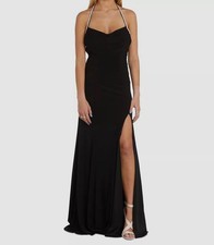 Morgan & Co Women's Juniors Black Embellished Halter-Strap Jersey Dress Size 5