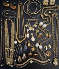 VTG Jewelry Lot Estate 80s Gold Costume Mix Necklaces Signed Trifari Earrings
