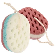 2 Pcs Oval Scrubber Shower Sponge Bathing Poufs Exfoliating Body