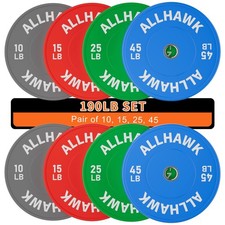 Colorful 190LB Olympic Weight Plates Set 2-inch Rubber Bumper Plates