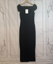 NEW Reformation Josefina Knit Maxi Dress Sz XS Black Off the Shoulder Sweater