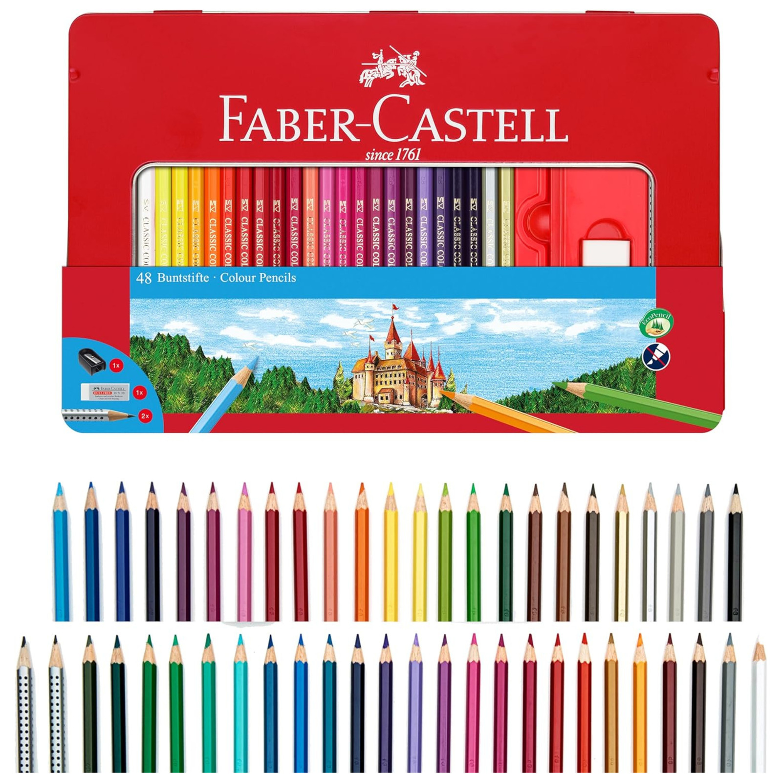 Tin Set, 48 Vibrant Color Pencils