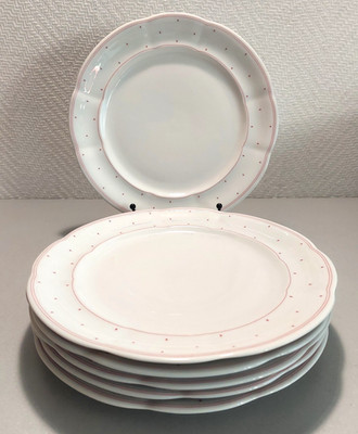 Tchibo Form Marienbad Ingres Weiss Rote Raute / Punkte 6 x Speiseteller D24,6cm