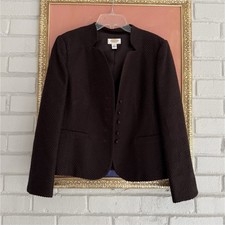 Vintage EUC Talbots Women's Brown Herringbone Blazer Jacket Size 12P