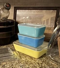 Vintage 1950's Pyrex 6 pc Refrigerator Dish Set With Lids 502C 503C