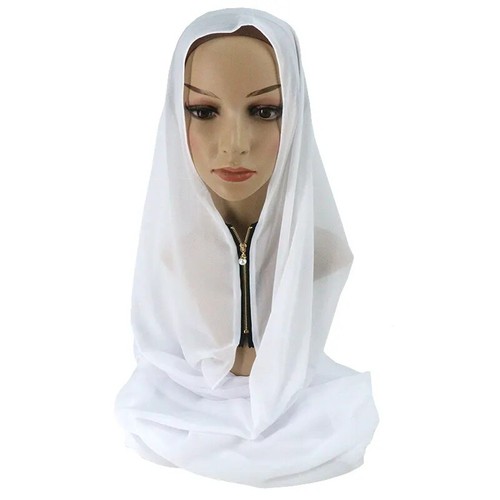 Muslim Women Chiffon Hijab Zipper Instant Headscarf Headband Arab Shawls Turban - Picture 19 of 32