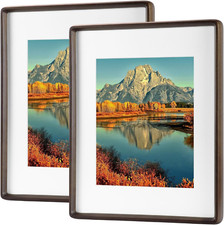 Premium 11x14 Walnut Picture Frame Set of 2 - UV-Blocking Plexiglass