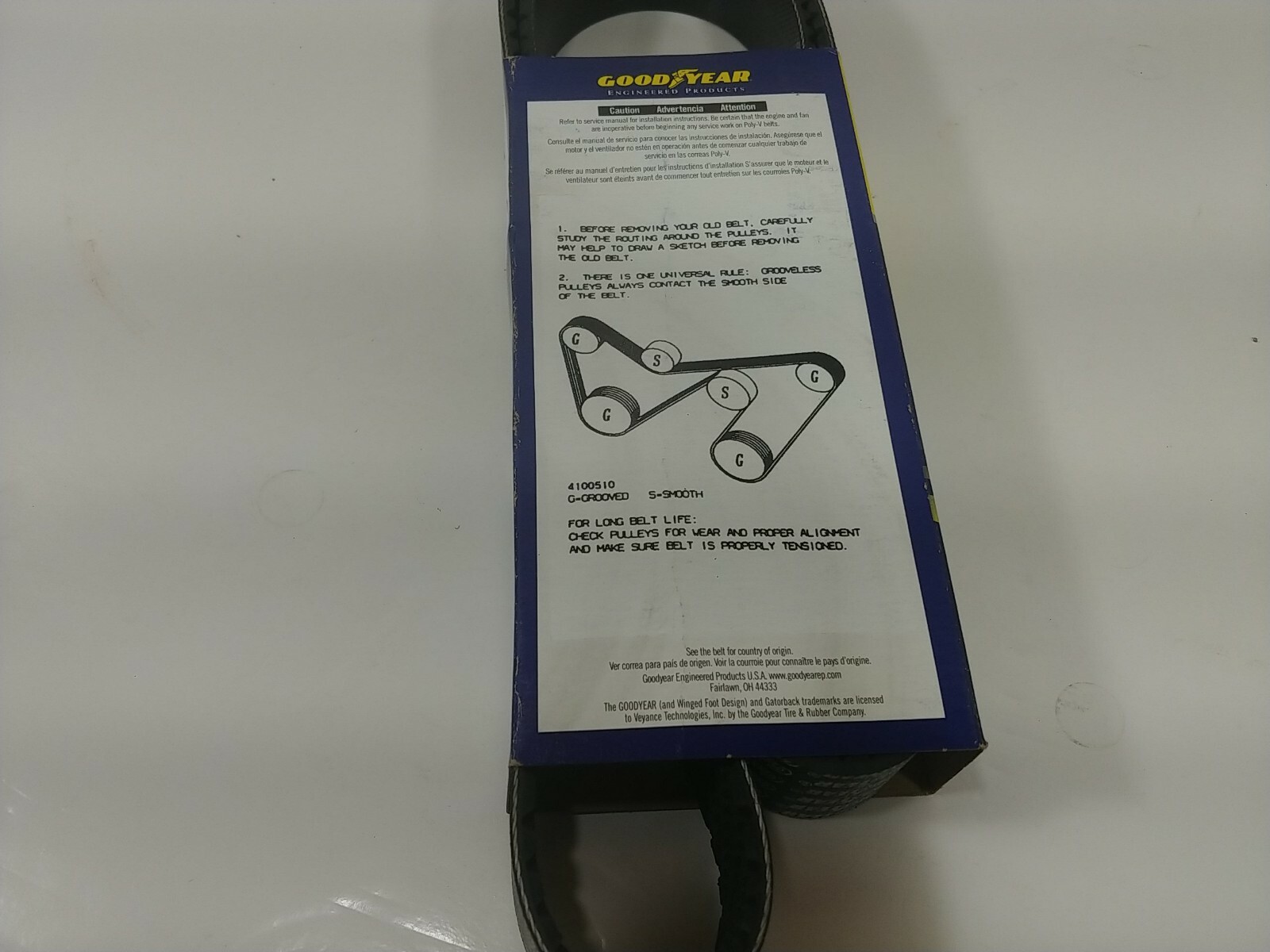 Goodyear Gatorback Elite PolyV Serpentine Belt 4100510 10PK1295 The