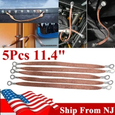 5Pcs Car Engine Ground Cable Kit Automotive Flat Braided Copper Ground Strap