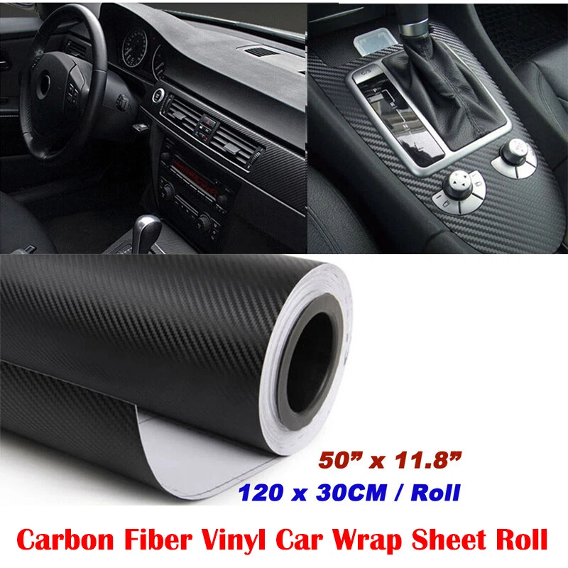 12" x 50" Black Carbon Fiber Vinyl Film Sticker Wrap 3D Bubble Free Air Release - Image 2 of 4