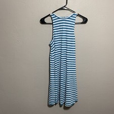 Ann Taylor Loft Beach Dress Sz XS Striped Dress A-Line Stretch Sleeveless Teal