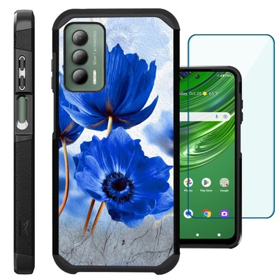 Hybrid Case For Outlast/Jetmore Phone Case Cover +TEMPERED GLASS/Peony Blue Flwr