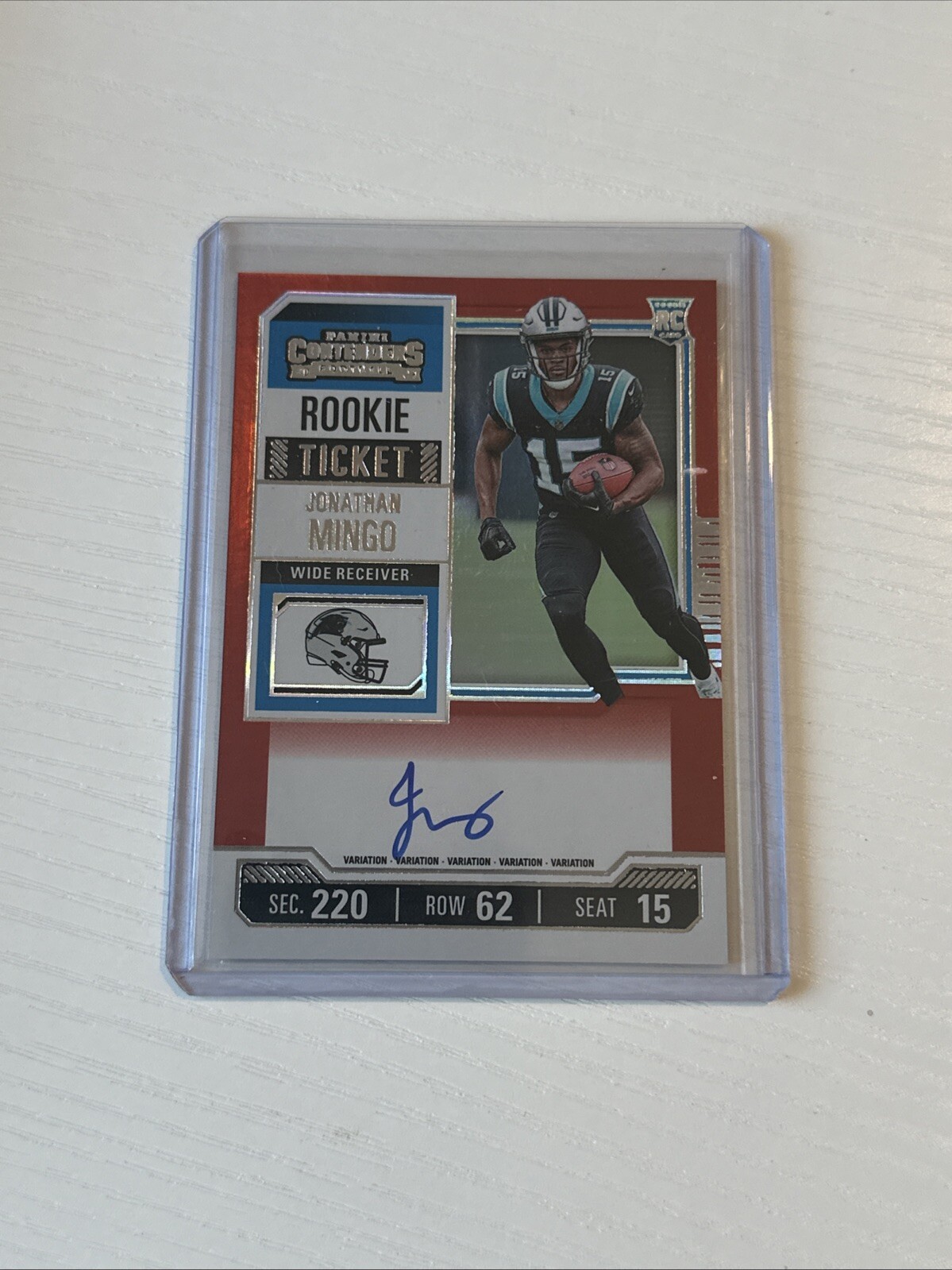 2023 Panini Contenders Jonathan Mingo Rookie Red Zone Ticket FOTL Auto Panthers
