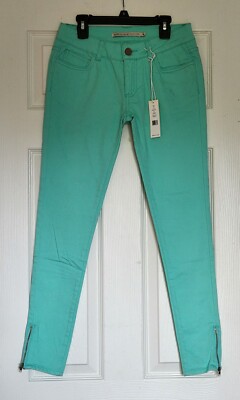 Romeo & Juliet Couture Teen Size 26 Skinny Low Rise Ankle Zip Jeans Misty Mint