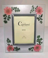Vintage Cipriani Designs Pressed Flower Glass Frame Picture Size 2-1/2" X 3-1/2"