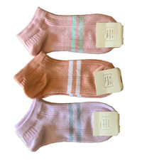 Cotton Blend Ankle / Low Cut Multicolor Socks Brand New Girls Size 4-6 Lot of 3