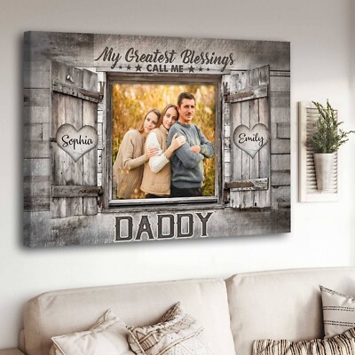 Personalized Photo Gift For Dad, My Greatest Blessings Call me Dad Wall Art, Gif