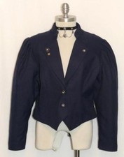 Blue ~ Cotton & Linen ~ Women Austria Summer Hunting Short Fitted Dress Jacket M