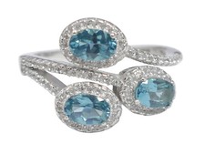 Natural London Blue Topaz Gemstone 925 Solid Sterling Silver Wedding Ring