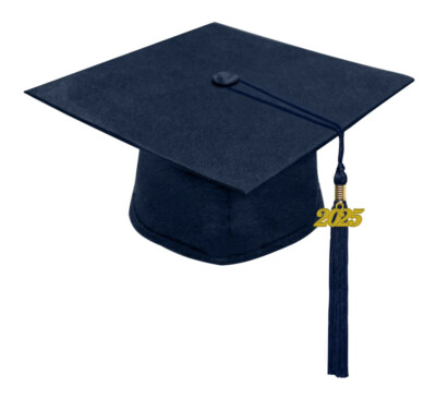 Matte Navy Blue High School/Bachelor Cap Tassel Graduation Caps