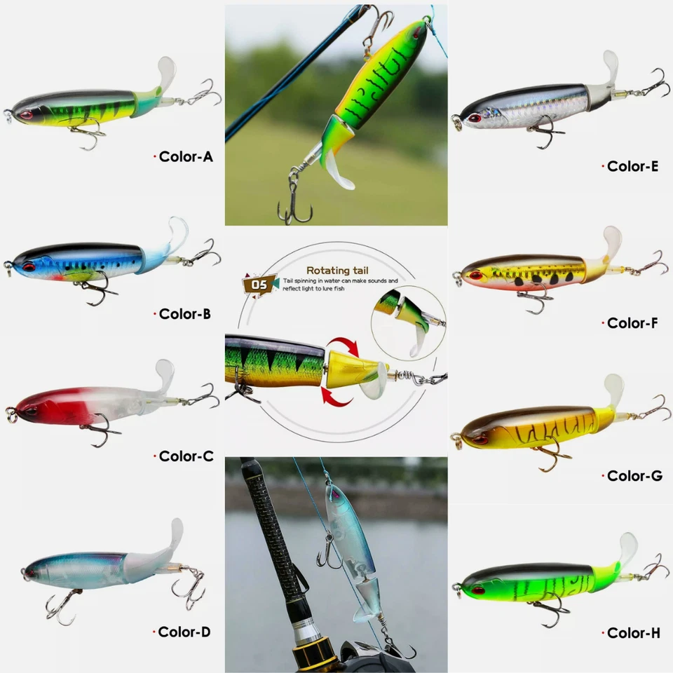 Whopper Plopper Topwater Floating Fishing Lures Rotating Tail for Bass Pike NEW - Image 2 of 4