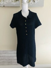 Anthropologie Moth Navy Blue Diamond Knit Dress