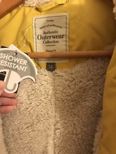 George Asda Yellow Hooded Coat With Cream Fleece Faux Fur Lining Size 14 Bnwt
