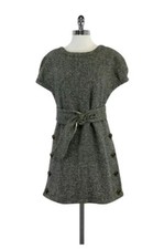 Marc Jacobs Womens S Small Blouce Tweed Wool Belted Coat Dress Poncho Lined Gray