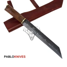 16" Custom Hand Forged Carbon Steel king Scrama Sax Knife  with leather sheath