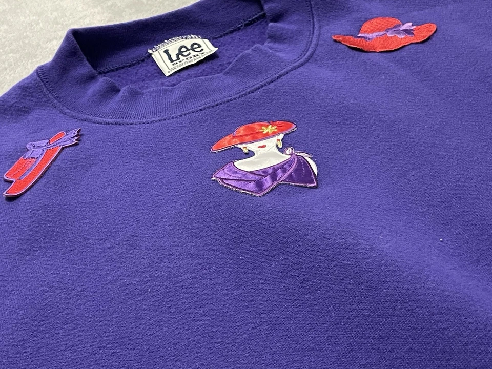 Suéter Vintage Ms. Lee Red Hat Society Cuello Redondo Mujer Talla XL Púrpura Foto 4 de 4