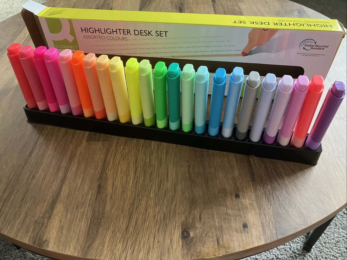 Q Connect Highlighter Desk Set, 23 ASSORTED Colour Highlighters
