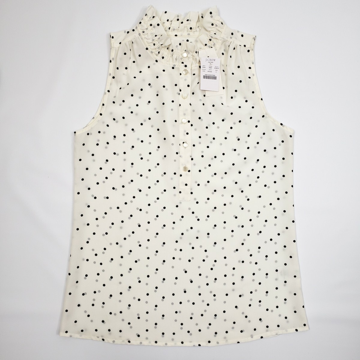 売れ筋商品|||イザックミズラヒ カットソー トップス レディース Women's Sleeveless Ruffle Blouse White black J. Crew Natasha Top Ivory Black Polka Dot Tank Top
