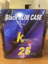 Black Slim CD/DVD Cases - Pack of 25 With Clear Plastic Cover - New and Sealed