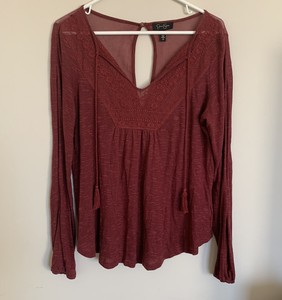 maroon peasant top