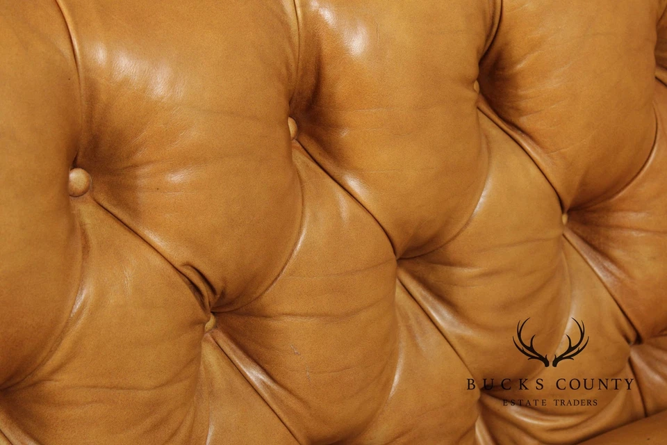 Antique English Regency Mahogany and Tufted Leather Sofa - Image 4 of 4