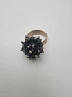 Vintage Beaded Cluster Ring Sterling Silver Band Made In Mexico
