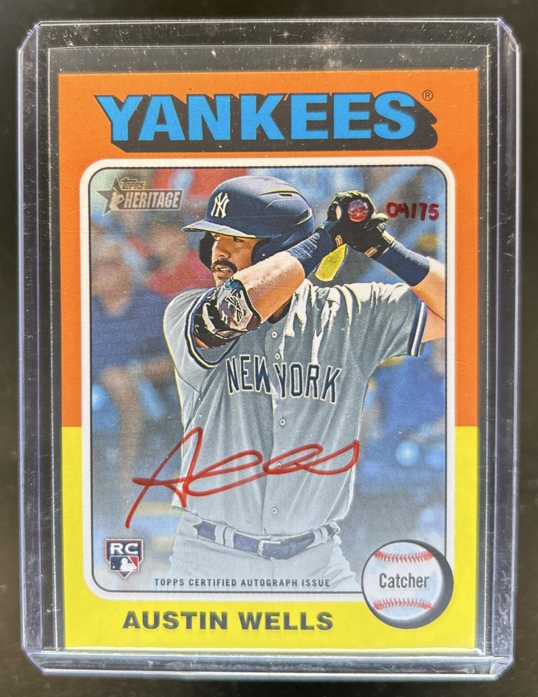 2024 Topps Heritage Austin Wells Real One Auto RC Special Edition Red Ink #/75