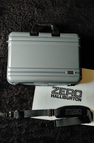 ZERO HALLIBURTON Silver Attache Case 41x29x11cm with Shoulder Strap