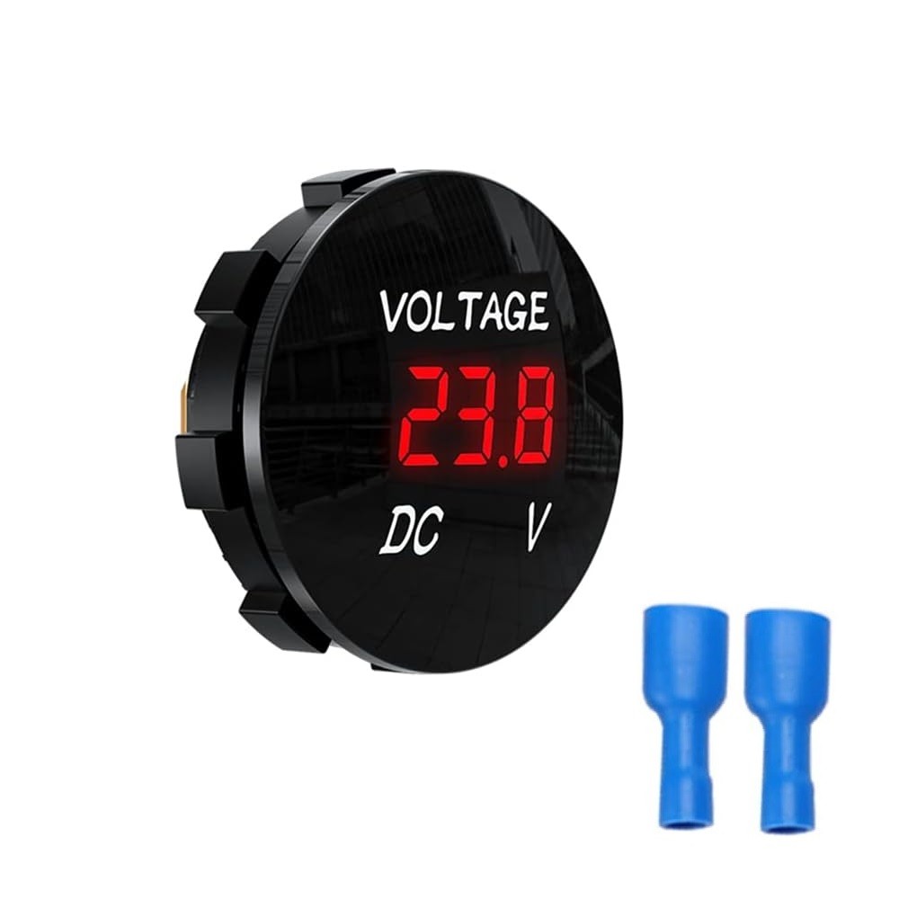 Car Waterproof Voltmeter Round Panel DC 12-48V LED Digital Battery Voltage Meter