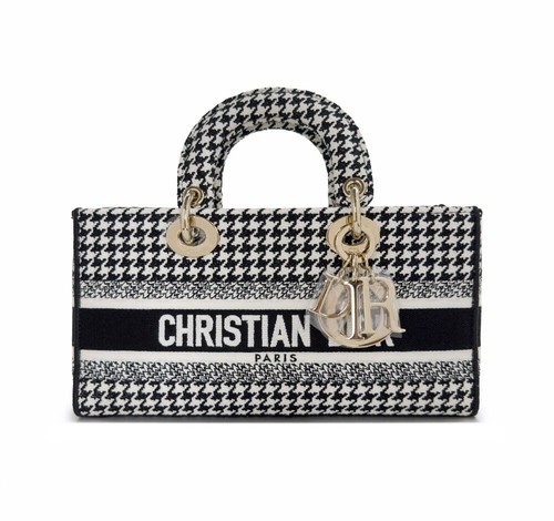 Dior Lady Joy Tote Bag Medium Houndstooth L8J4OL26 156746549