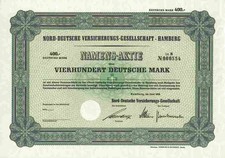 Nord Deutsche Versicherung 1956 Hamburg M&uuml;nchener R&uuml;ck W&uuml;stenrot Bremen 400 DM +