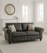 Modulux | Oakland 3 Seater Faux Leather Sofa Charcoal Grey