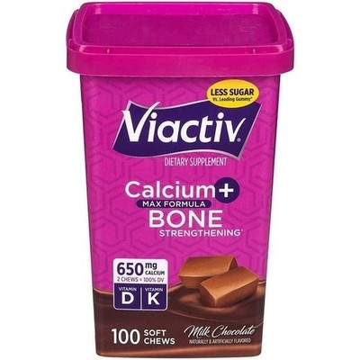 Viactiv Calcium Supplement Soft Chews, Milk Chocolate (100CT) Vitamin D & K, NEW